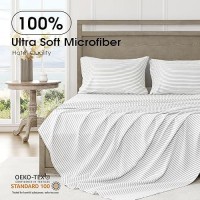 Freshculture Twin Sheets Set Ultra Soft Striped Sheets Brushed Microfiber Deep Pockets Up To 16 Easy Care Hotel Luxu