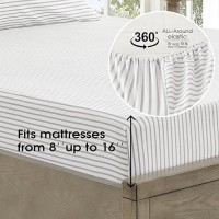 Freshculture Twin Sheets Set Ultra Soft Striped Sheets Brushed Microfiber Deep Pockets Up To 16 Easy Care Hotel Luxu