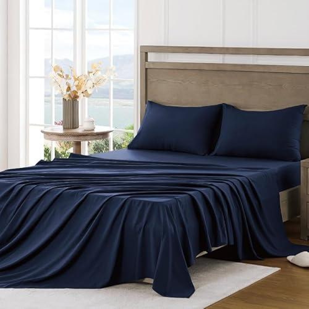 Freshculture California King Sheet Sets Brushed Microfiber Deep Pockets Easy Care Cooling Breathable Bed Sheets 4 Pi