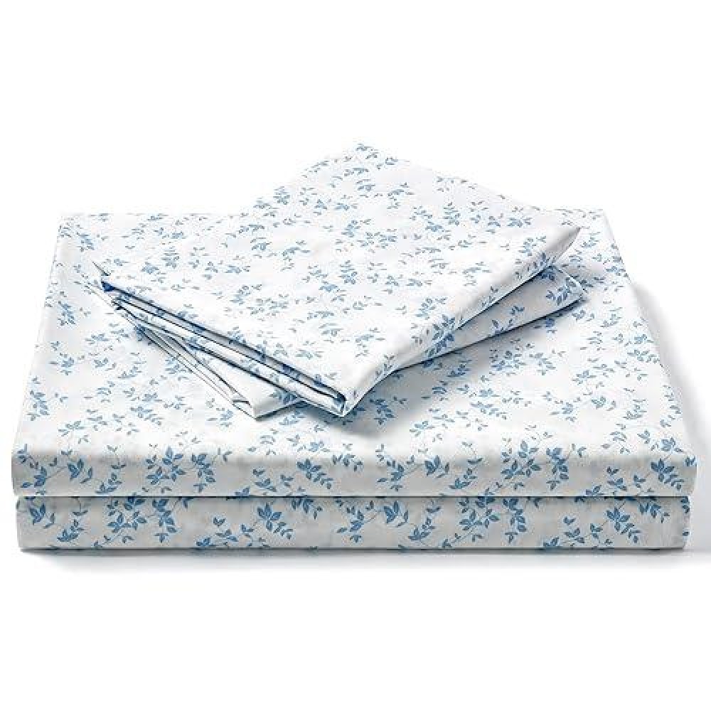 Freshculture Floral Bed Sheets Ultra Soft California King Sheets Set Brushed Microfiber Blue Floral Sheets Deep Pockets E