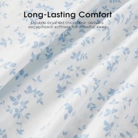 Freshculture Floral Bed Sheets Ultra Soft California King Sheets Set Brushed Microfiber Blue Floral Sheets Deep Pockets E