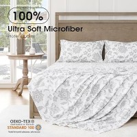 Freshculture Floral Bed Sheets Ultra Soft Queen Sheet Set Brushed Microfiber Floral Sheets Deep Pockets Up To 16 Easy