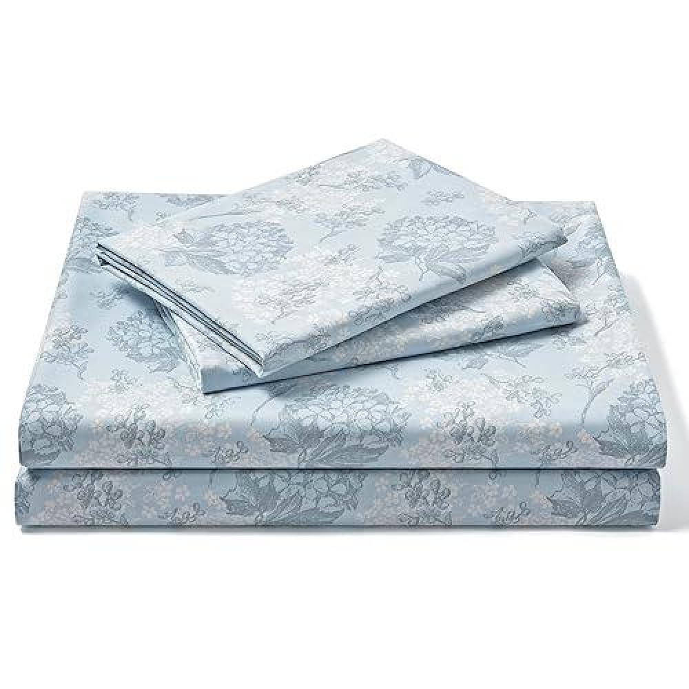 Freshculture Floral Bed Sheets Ultra Soft Queen Sheet Set Brushed Microfiber Blue Floral Sheets Deep Pockets Up To 16