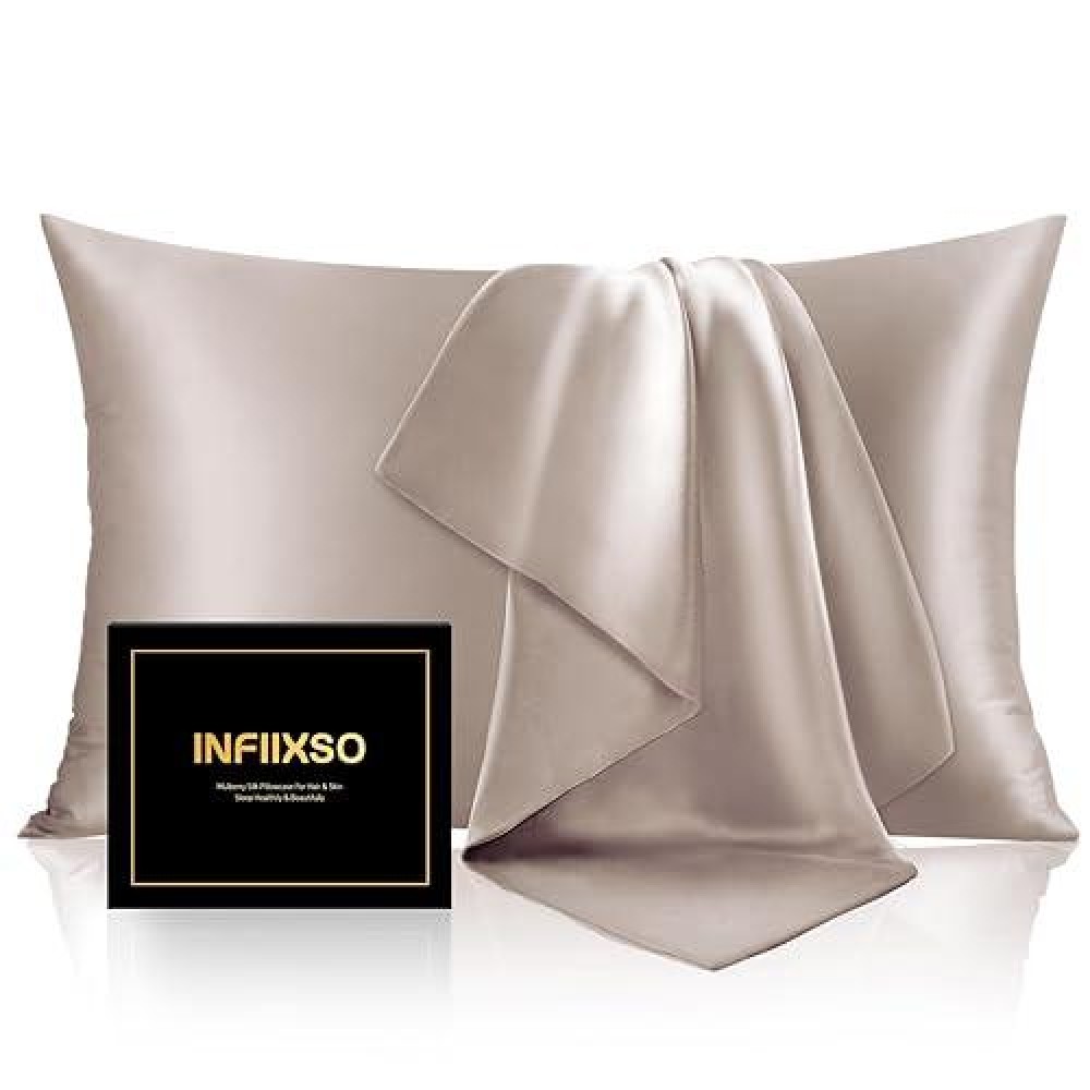 Infiixso Mulberry Silk Pillowcase For Hair And Skin  Silk Pillow Cases Standard Size With Hidden Zipper 20X26 Inches  Ultra Smooth And Soft Cooling Pillow Cases For Hot Sleepers(Caramel  1 Pack)