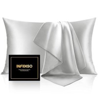 Infiixso Mulberry Silk Pillowcase For Hair And Skin  Silk Pillow Cases Standard Size With Hidden Zipper 20X26 Inches  Ultra Smooth And Soft Cooling Pillow Cases For Hot Sleepers(Light Grey  1 Pack)