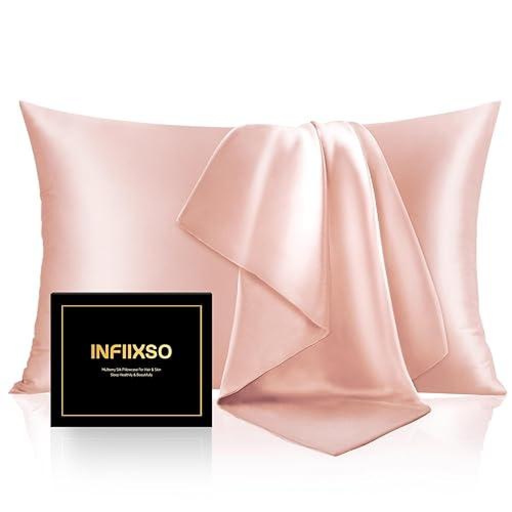 Infiixso Mulberry Silk Pillowcase For Hair And Skin  Silk Pillow Cases King Size With Hidden Zipper 20X40 Inches  Extraordinary Smooth And Soft Cooling Pillow Cases For Hot Sleepers(Coral  1 Pack)