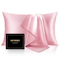 Infiixso Mulberry Silk Pillowcase For Hair And Skin  Silk Pillow Cases Standard Size With Hidden Zipper 20X26 Inches  Extraordinary Smooth And Soft Cooling Pillow Cases For Hot Sleepers(Pink  1 Pack)