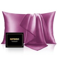 Infiixso Mulberry Silk Pillowcase For Hair And Skin  Silk Pillow Cases King Size With Hidden Zipper 20X40 Inches  Extraordinary Smooth And Soft Cooling Pillow Cases For Hot Sleepers(Purple  1 Pack)