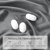 Infiixso Mulberry Silk Pillowcase For Hair And Skin  Silk Pillow Cases Queen Size Set Of 2 With Hidden Zipper  Ultra Smooth And Soft Cooling Pillow Cases For Hot Sleepers(Grey 20X30 Inches  2 Pack)