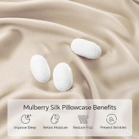 Infiixso Mulberry Silk Pillowcase For Hair And Skin  Silk Pillow Cases Standard Size Set Of 2 With Hidden Zipper 20X26 Inches  Ultra Smooth And Soft Cooling Pillow Cases For Hot Sleepers(Beige 2 Pack)