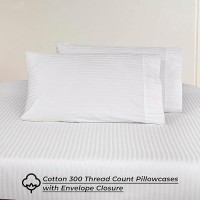 Royale Linens 300 Thread Count 100 Long Staple Combed Cotton Stripe Sheet Set 4 Piece Full Bed Sheet 1 Fitted Sheet 1 Flat