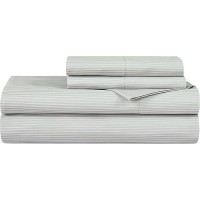 Royale Linens 300 Thread Count 100 Long Staple Combed Cotton Narrow Stripe Sheet Set 3 Piece Twin Bed 1 Fitted Sheet 1 Fla