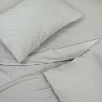 Royale Linens 300 Thread Count 100 Long Staple Combed Cotton Narrow Stripe Sheet Set 3 Piece Twin Bed 1 Fitted Sheet 1 Fla