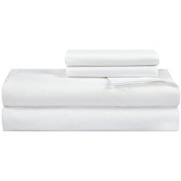 Royale Linens 300 Thread Count 100 Long Staple Combed Cotton Narrow Stripe Sheet Set 4 Piece Queen Bed 1 Fitted Sheet 1 Fl