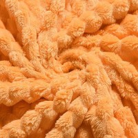 Vessia Flannel Fleece Twin Blanket(60X80 Inch)  3D Jacquard Light Orange Fuzzy And Warm Blanket For Couch Sofa Chair  300Gsm Super Soft Touch Cozy Lightweight Bed Blanket For All-Season Home Decor