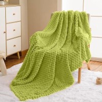 Vessia Flannel Fleece Twin Size Blanket(60X80 Inch)  3D Jacquard Green Fuzzy And Warm Blanket For Couch Sofa Bed Chair  300Gsm Super Soft Touch Cozy Lightweight Bed Blanket For All-Season Home Decor