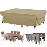 Velway Patio Furniture Set Cover - Heavy Duty 420D Waterproof Weatherproof Sofa Couch Set Covers Garden Dining Table Chair Set Cover With Reflective Tape Rectangular 98