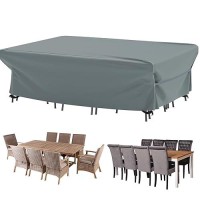 Velway Patio Furniture Set Cover - Heavy Duty 420D Waterproof Weatherproof Sofa Couch Set Covers Garden Dining Table Chair Set Cover With Reflective Tape Rectangular 98