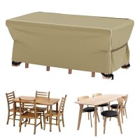 Velway Patio Furniture Set Cover - Heavy Duty 420D Waterproof Weatherproof Outdoor Dining Table And Chairs Furniture Set Cover With Reflective Tape Rectangular 67