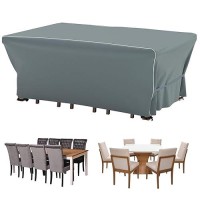 Velway Patio Furniture Set Cover - Heavy Duty 420D Waterproof Weatherproof Sofa Couch Set Covers Garden Dining Table Chair Set Cover With Reflective Tape Rectangular 95