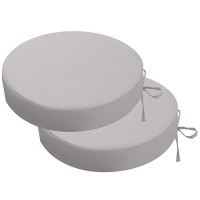 Idee-Home Round Outdoor Bistro Chair Cushions Set Of 2  15 X15 X 3  Thick Round Seat Cushions With Ties  Waterproof Round Patio Chair Pads For Outdoor Furniture Grey