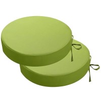 Idee-Home Outdoor Bistro Chair Cushions  Thick Round Seat Cushions Set Of 2 With Ties  15 X15 X 3  Waterproof Round Patio Chair Cushions For Outdoor Furniture  Round Chair Pads For Garden Green