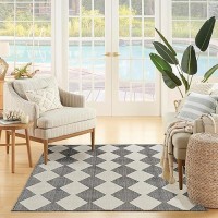 Nourison Positano Indooroutdoor Black 4 X 6 Area Rug Easy Cleaning Non Shedding Bed Room Living Room Dining Room Backya