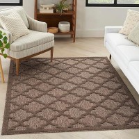 Nourison Easy Care Indoor/Outdoor Brown 5' X 7' Area Rug  Easy Cleaning  Non Shedding  Bed Room  Living Room  Dining Room  Backyard  Deck  Patio (5X7)