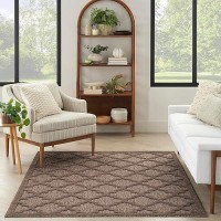 Nourison Easy Care Indoor/Outdoor Brown 5' X 7' Area Rug  Easy Cleaning  Non Shedding  Bed Room  Living Room  Dining Room  Backyard  Deck  Patio (5X7)