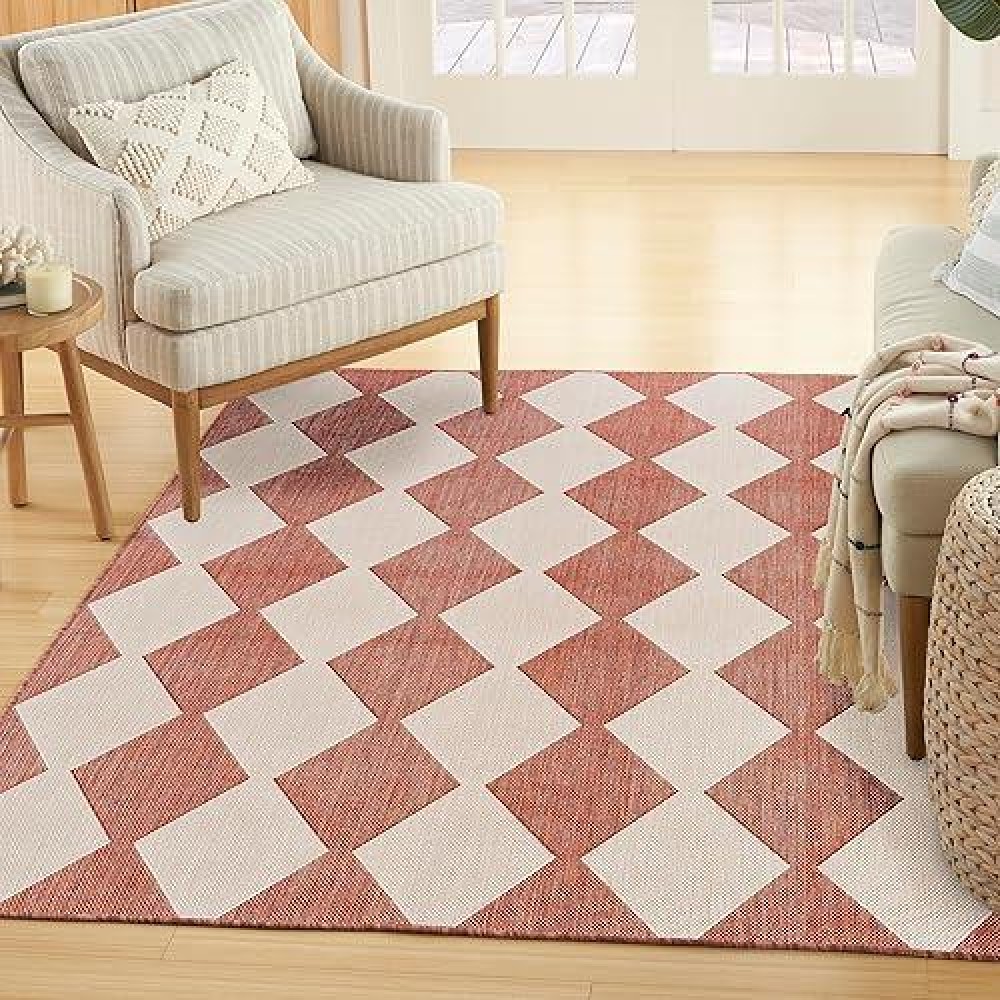 Nourison Positano Indooroutdoor Terracotta 4 X 6 Area Rug Easy Cleaning Non Shedding Bed Room Living Room Dining Room B