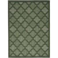 Nourison Easy Care Indoor/Outdoor Green 6' X 9' Area Rug  Easy Cleaning  Non Shedding  Bed Room  Living Room  Dining Room  Backyard  Deck  Patio (6X9)