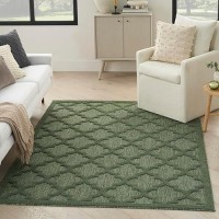 Nourison Easy Care Indoor/Outdoor Green 6' X 9' Area Rug  Easy Cleaning  Non Shedding  Bed Room  Living Room  Dining Room  Backyard  Deck  Patio (6X9)