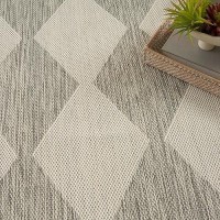 Nourison Positano Indooroutdoor Light Grey 6 X 9 Area Rug Easy Cleaning Non Shedding Bed Room Living Room Dining Room B