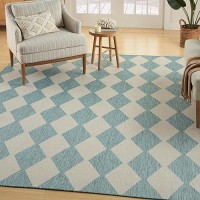 Nourison Positano Indooroutdoor Aqua 8 X 10 Area Rug Easy Cleaning Non Shedding Bed Room Living Room Dining Room Backy