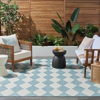 Nourison Positano Indooroutdoor Aqua 8 X 10 Area Rug Easy Cleaning Non Shedding Bed Room Living Room Dining Room Backy