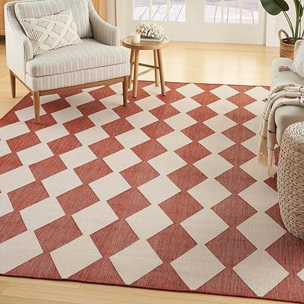 Nourison Positano Indooroutdoor Terracotta 7 X 10 Area Rug Easy Cleaning Non Shedding Bed Room Living Room Dining Room