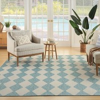 Nourison Positano Indooroutdoor Aqua 5 X 7 Area Rug Easy Cleaning Non Shedding Bed Room Living Room Dining Room Backyar