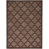 Nourison Easy Care Indoor/Outdoor Brown 4' X 6' Area Rug  Easy Cleaning  Non Shedding  Bed Room  Living Room  Dining Room  Backyard  Deck  Patio (4X6)