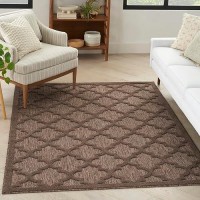 Nourison Easy Care Indoor/Outdoor Brown 4' X 6' Area Rug  Easy Cleaning  Non Shedding  Bed Room  Living Room  Dining Room  Backyard  Deck  Patio (4X6)