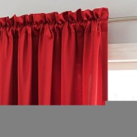 Sun Zero Barrow Energy Saving Rod Pocket Window Curtains 54 X 63 Holiday Red Set Of 2