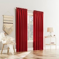 Sun Zero Barrow Energy Saving Rod Pocket Window Curtains 54 X 95 Holiday Red Set Of 2