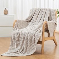 Andency Oatmeal Grey Soft Fleece Throw Blankets Twin Size For Couch Super Cozy Warm Flannel Decorative Blankets Lightweight P