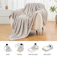 Andency Oatmeal Grey Soft Fleece Throw Blankets Twin Size For Couch Super Cozy Warm Flannel Decorative Blankets Lightweight P