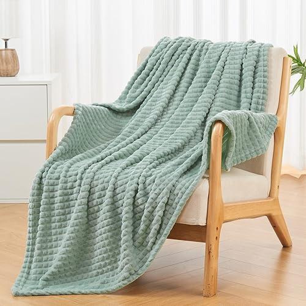 Andency Soft Fleece Throw Blanket For Couch Sage Green Super Cozy Warm Flannel Decorative Blankets Lightweight Plush Blanket