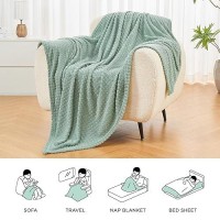 Andency Soft Fleece Throw Blanket For Couch Sage Green Super Cozy Warm Flannel Decorative Blankets Lightweight Plush Blanket