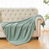 Andency Soft Fleece Throw Blanket For Couch Sage Green Super Cozy Warm Flannel Decorative Blankets Lightweight Plush Blanket