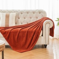 Andency Burnt Orange Soft Fleece Throw Blankets Twin Size For Couch Super Cozy Warm Flannel Decorative Blankets Lightweight P