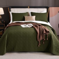 Shalala 100 Cotton Dark Green King Size Quilt Set 200 Gsm Cotton Fill Comforter Prewashed 3 Piece Ultra Soft Lightweight B