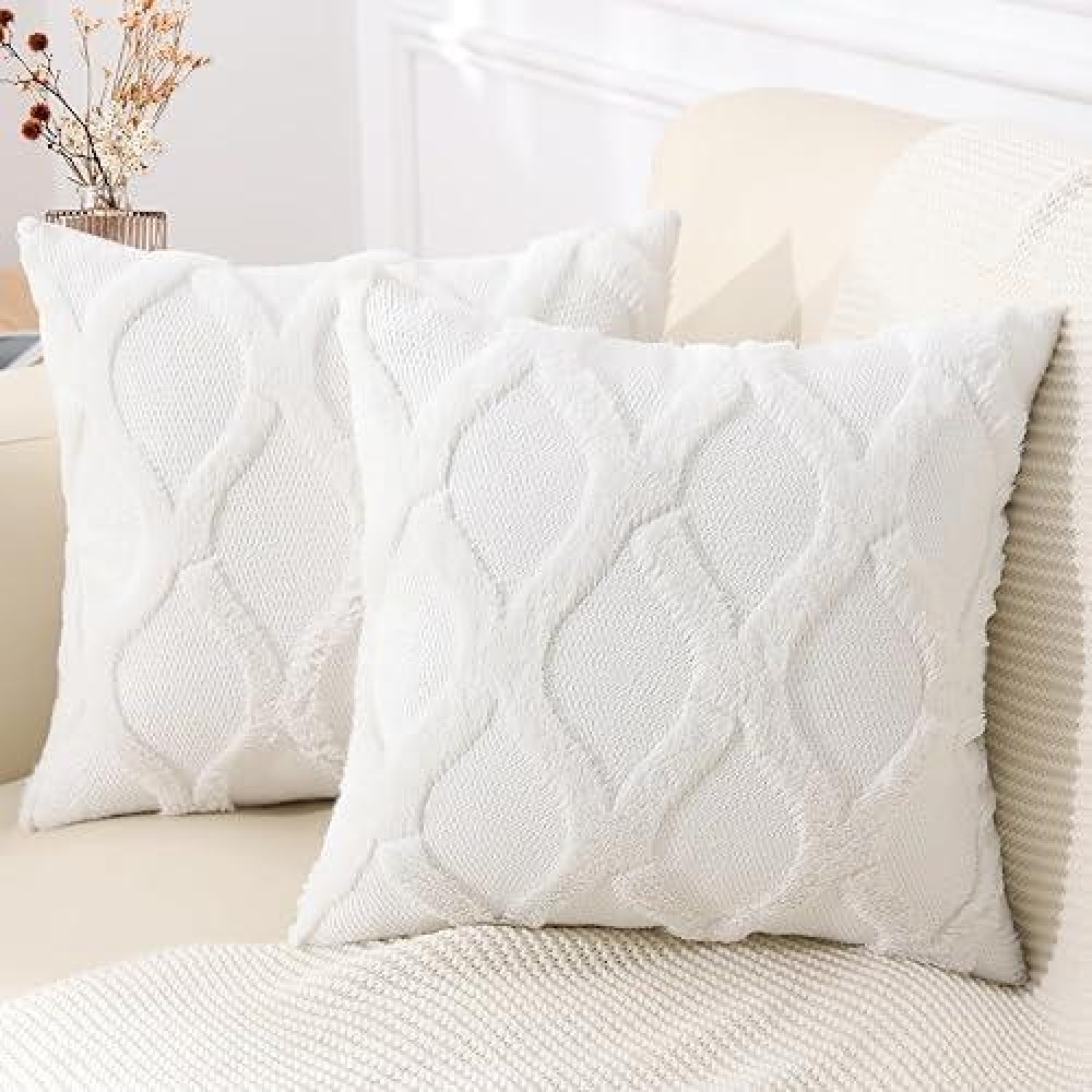 Decoruhome Christmas Decorative Throw Pillow Covers 16X16 Set Of 2 Soft Plush Faux Fur Wool Pillow Covers For Couch Bed Sofa Li