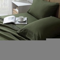 Andency Queen Sheet Set 4 Pieces Dark Olive Green Super Soft Sheets For Queen Size Bed Microfiber Queen Sheet Deep Pocket Up